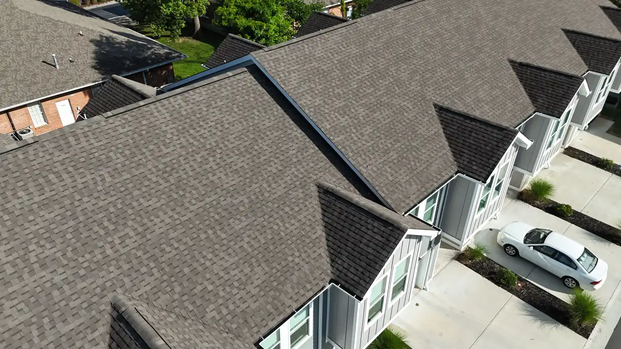 Roofing project viewed from above